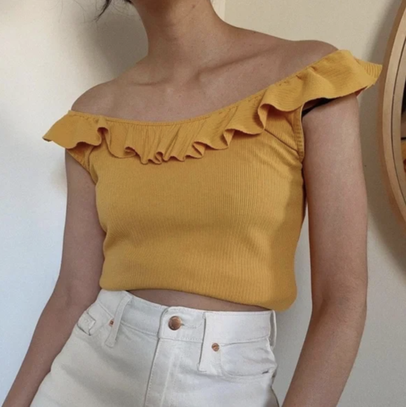 Marigold Yellow Ruffled Tops